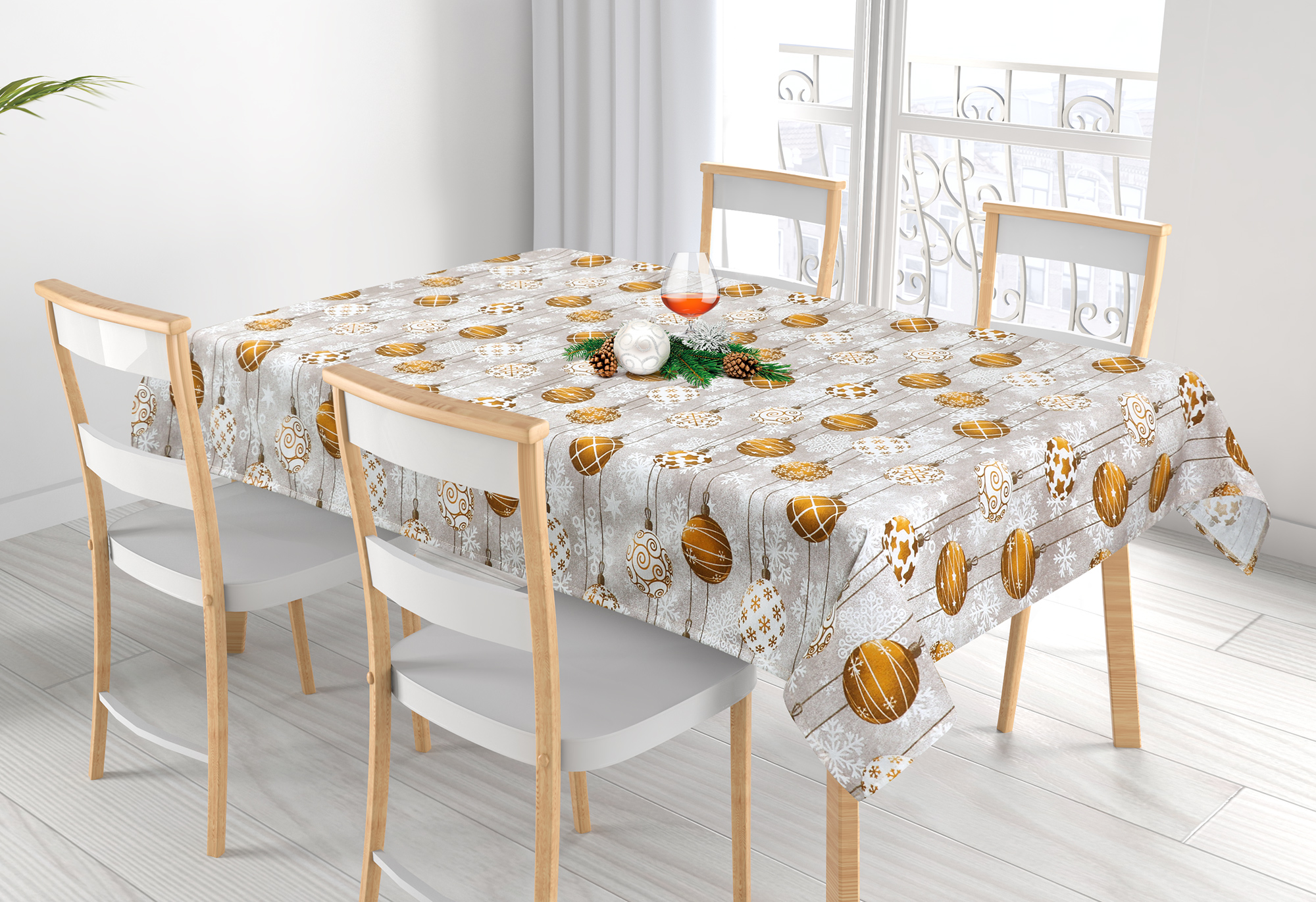 Bellatex Ubrus Vánoční koule zlatá - 100x100 cm