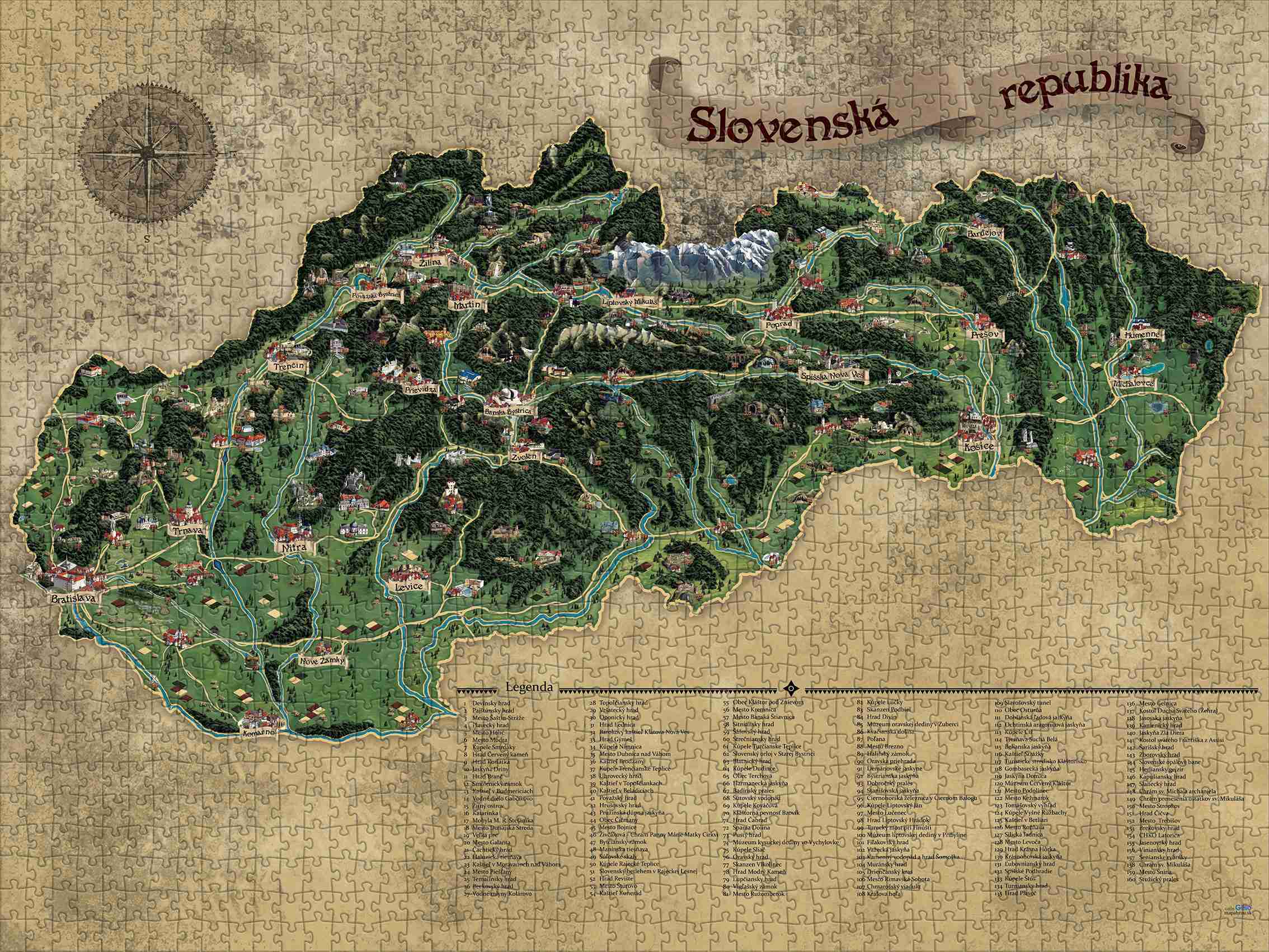 Giftio Puzzle 1500 dílků Mapa Slovenska