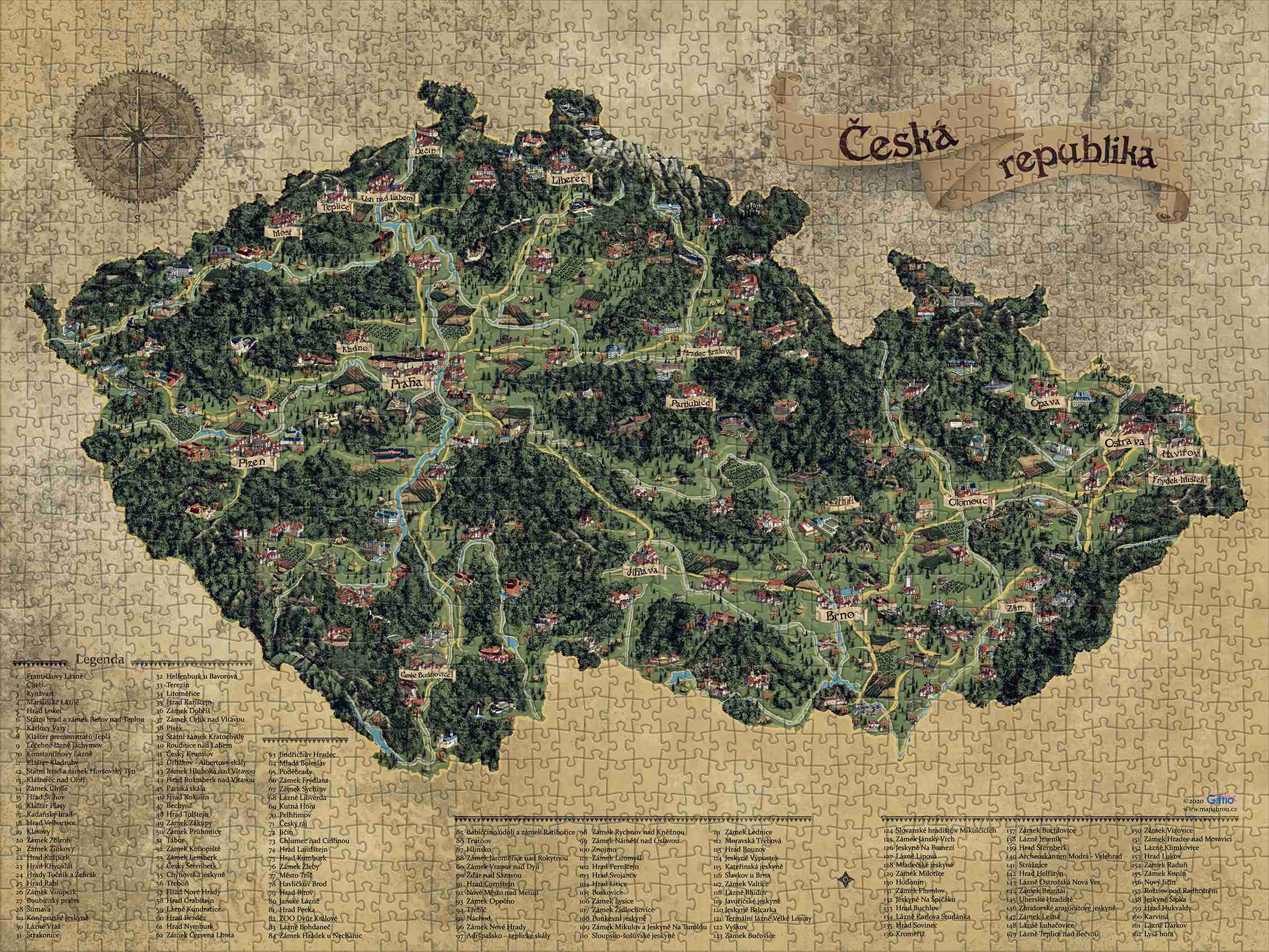 Giftio Puzzle 1500 dílků Mapa Česka