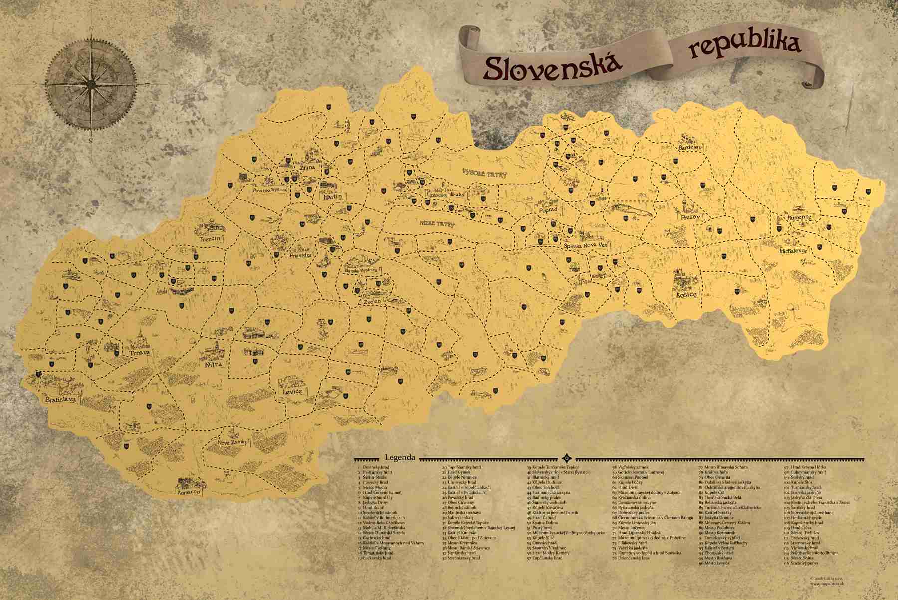 Giftio Stírací mapa Slovenská republika Deluxe XXL