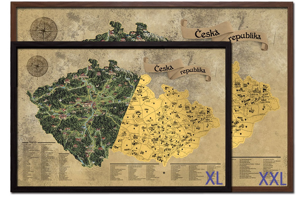 Giftio Stírací mapa Česká republika Deluxe XXL