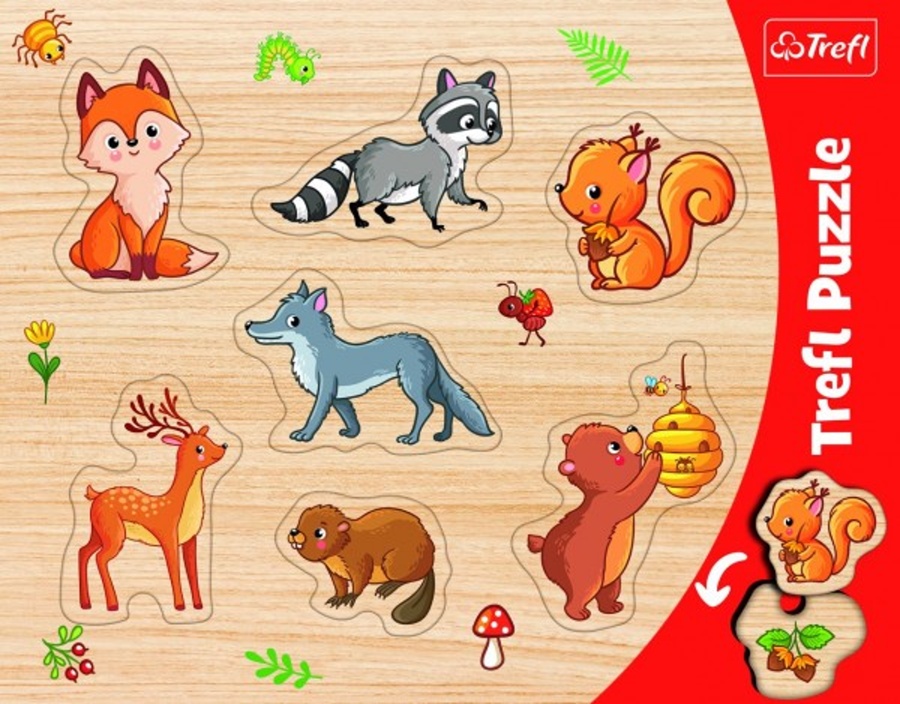 Dětské deskové puzzle Lesní zvířátka, 37x29cm
