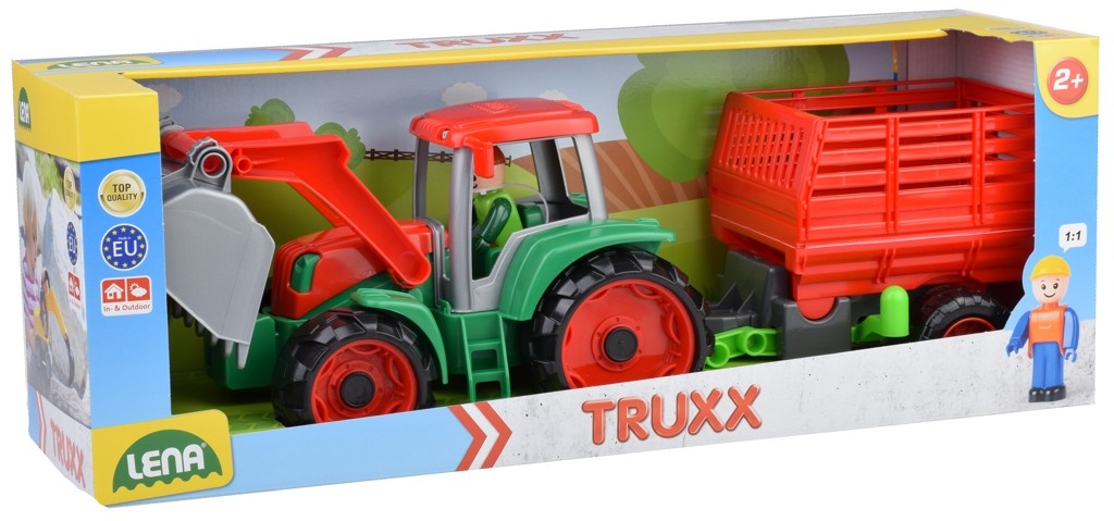 Lena TRUXX Traktor s přívěsem na seno, ozdobný kartón