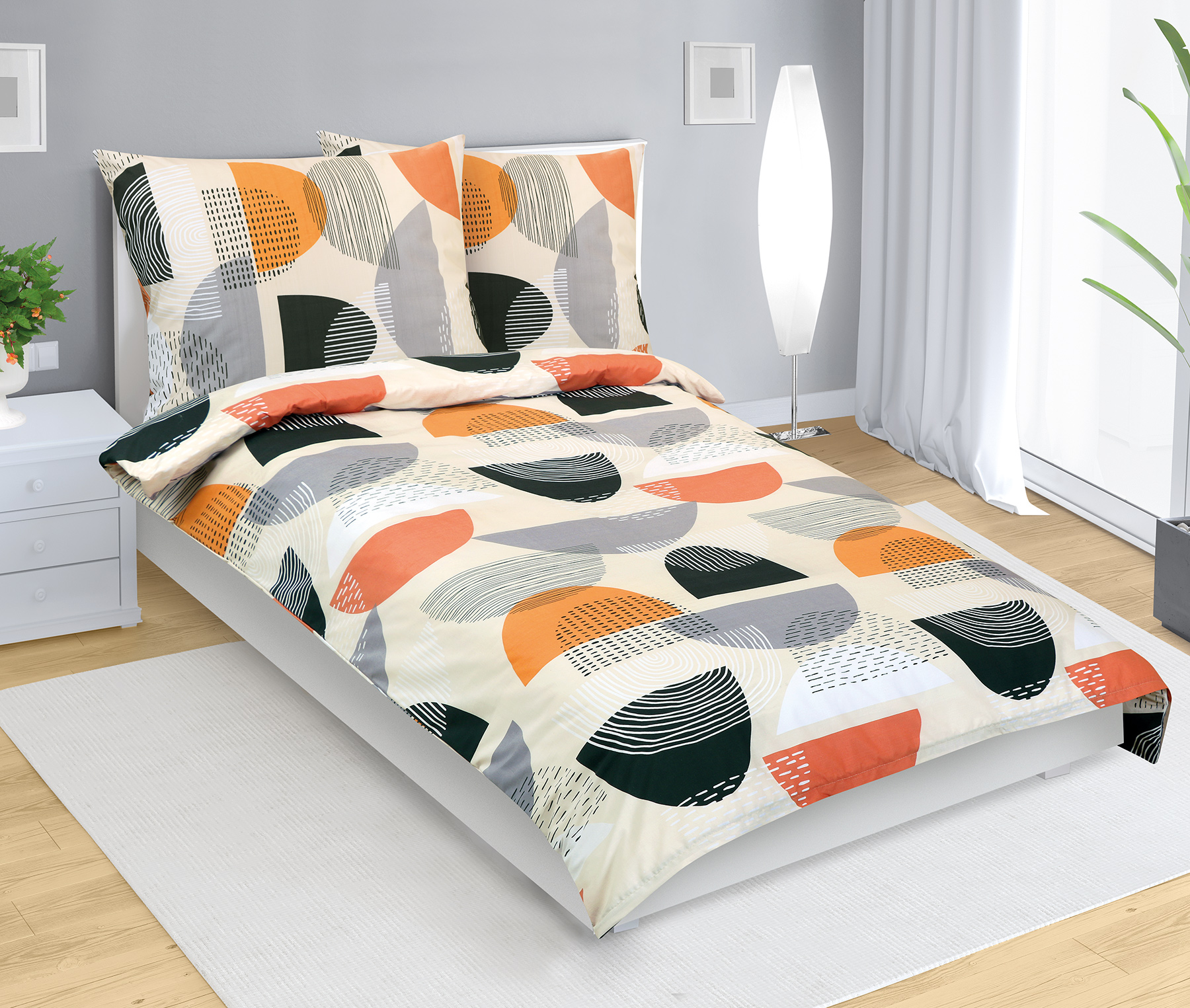 Bellatex Povlečení bavlna, Půlkruh oranžový - 140x200, 70x90cm
