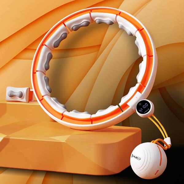 Masážní hula hoop se závažím HMS HHM13 a zeštíhlujícího pásu BR1313 bílo-oranžová