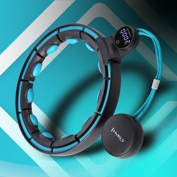 Masážní hula hoop se závažím HHM17 a zeštíhlujícího pásu BR163 černo-tyrkysová