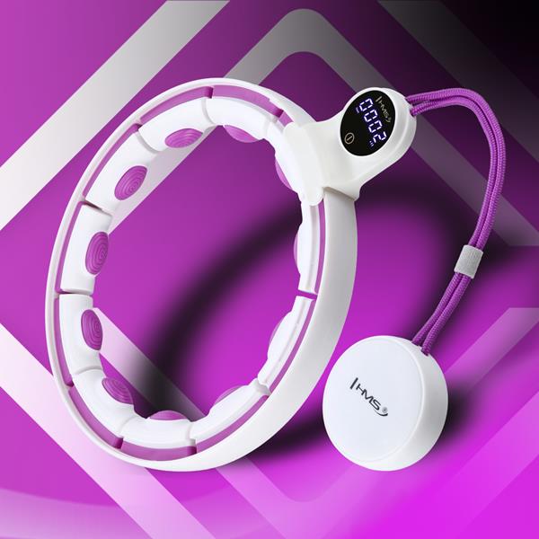 Masážní hula hoop se závažím HHM17 a zeštíhlujícího pásu BR163 bílo-fialová