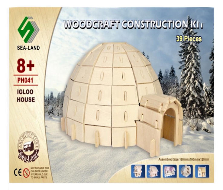 Woodcraft dřevěné 3D puzzle - Iglů, 16x1x12 cm