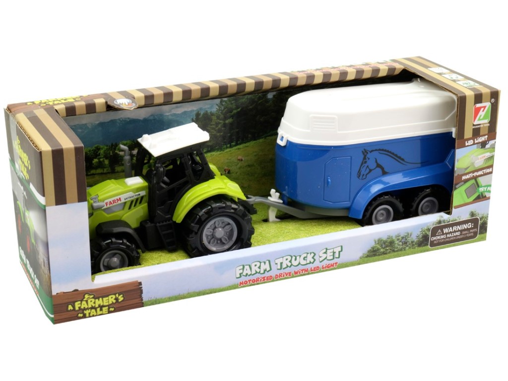 MaDe Traktor s přívěsem pro koně, se světlem a zvukem, volná kola