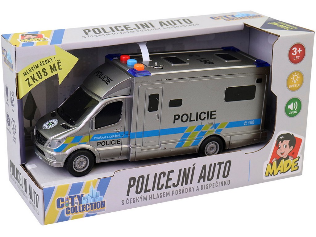Made Auto policejní dodávka, na setrvačník se zvukem, 19,5cm