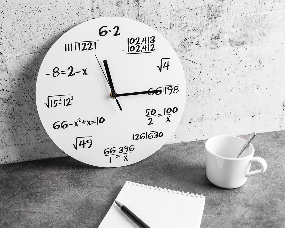 Matematické plastové hodiny, Bílé průměr 30cm