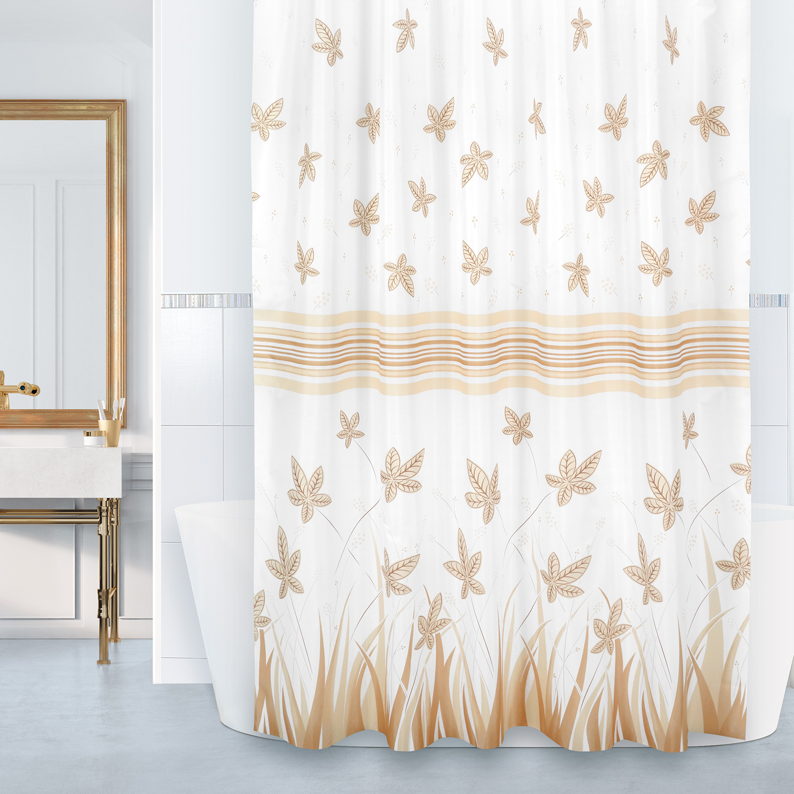Bellatex Koupelnové závěsy - List béžová - 180x200 cm