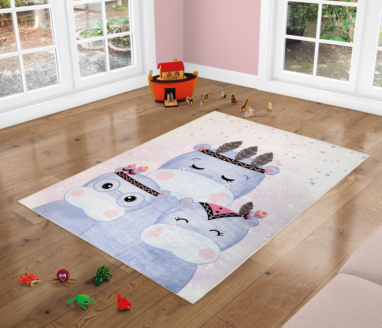 Bellatex Dětský kobereček, Hrošík fialový - 100cm x 150cm
