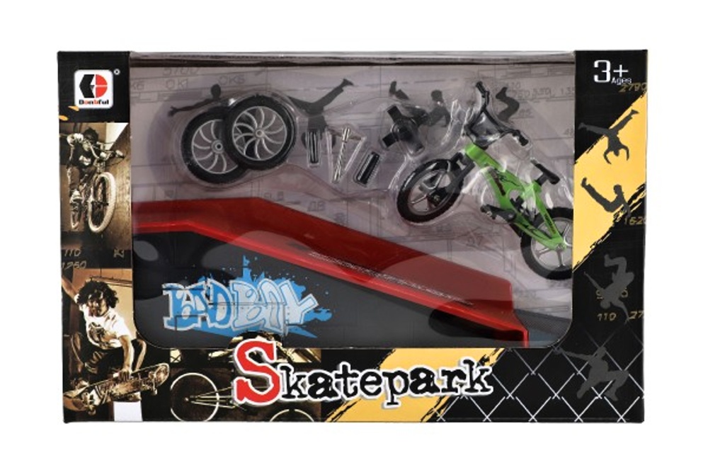 Skatepark, Prstové kolo s rampou a doplňky 28x18x11 cm