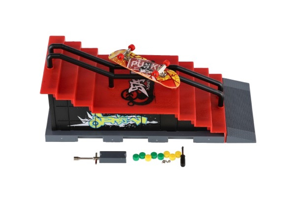 Skatepark, Prstový skateboard s rampou a doplňky 28x18cm