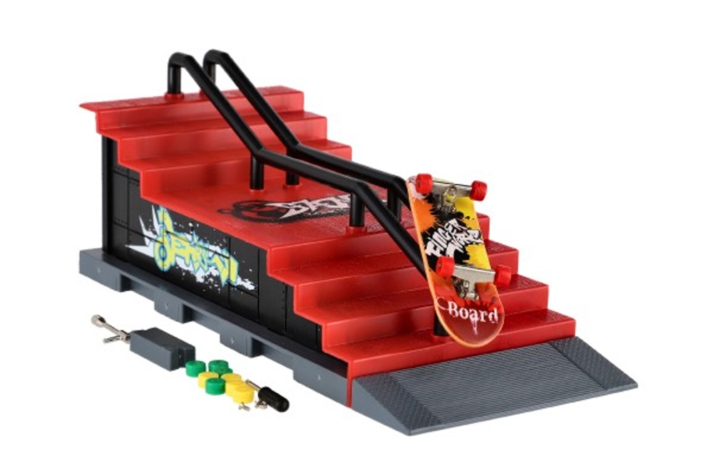 Skatepark, Prstový skateboard s rampou a doplňky 28x18cm