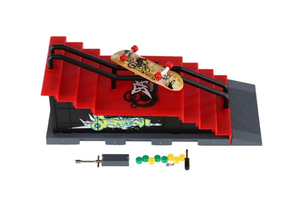 Skatepark, Prstový skateboard s rampou a doplňky 28x18cm