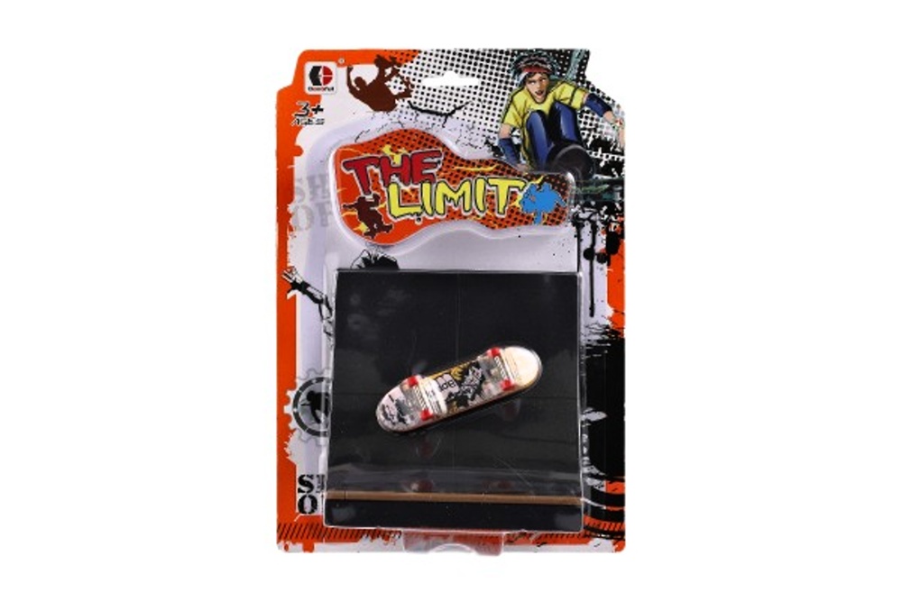 Prstový skateboard s černou rampou, 20x29x7cm