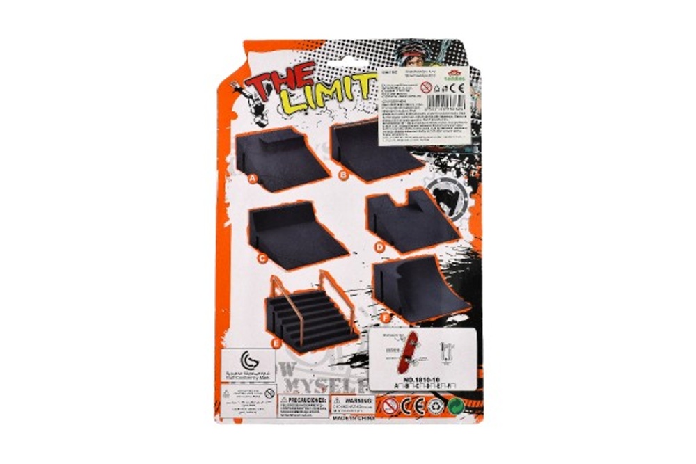 Prstový skateboard s černou rampou, 20x29x7cm