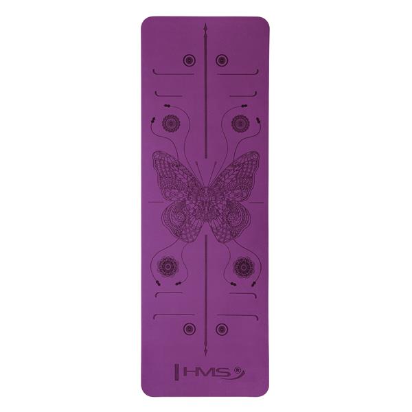 Podložka na jógu HMS YM10 fialová, 182x61x0,8 cm