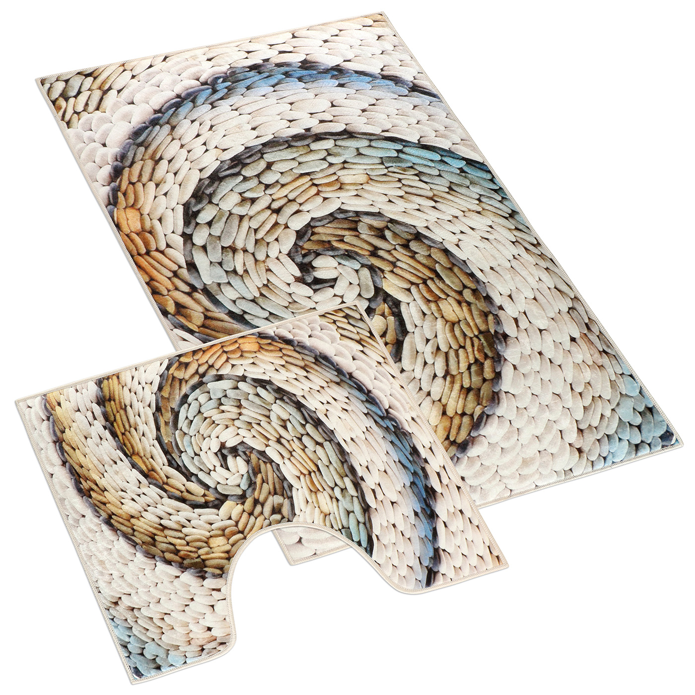 Bellatex Koupelnová předložka 3D tisk sada, Oblázek béžový - 60x100, 60x50 cm