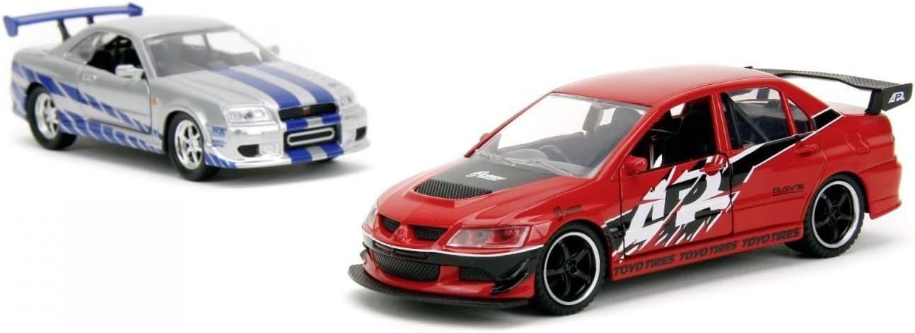 Rychle a zběsile Twin Pack 2006 Mitsubishi Lancer Evo IX, Brianův Nissan Skyline GTR R34, 1:32