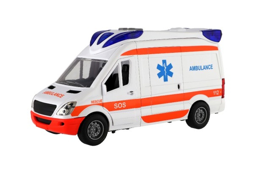 Ambulance na setrvačník se světlem a zvukem, 37x18x11cm