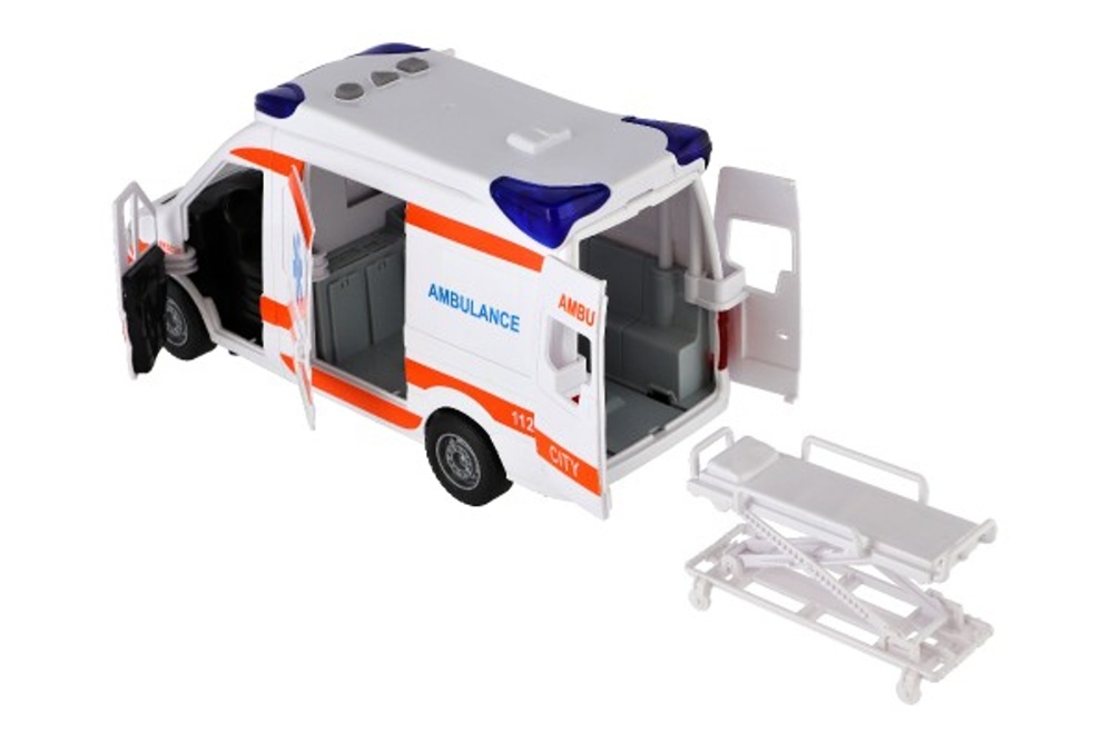 Ambulance na setrvačník se světlem a zvukem, 37x18x11cm