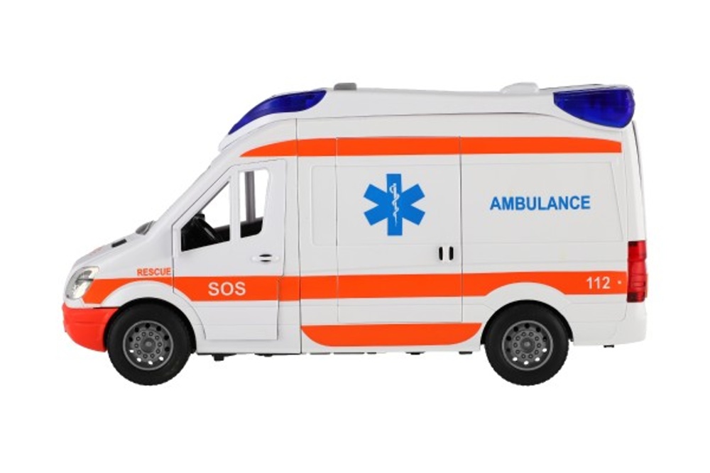 Ambulance na setrvačník se světlem a zvukem, 37x18x11cm