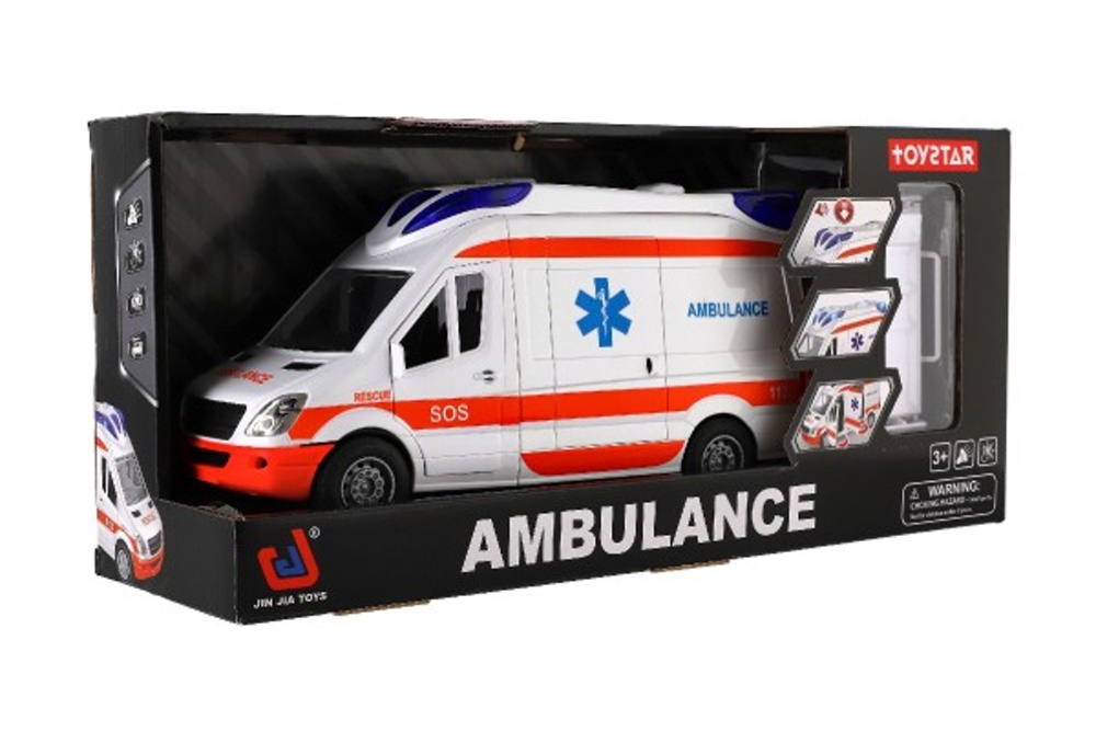 Ambulance na setrvačník se světlem a zvukem, 37x18x11cm