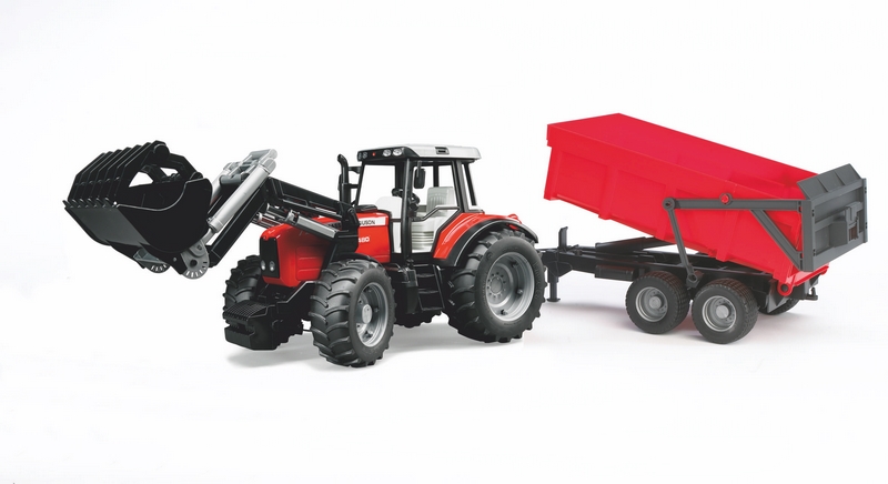 Bruder 1138 Massey Ferguson 7480 s nakladačem a červeným valníkem