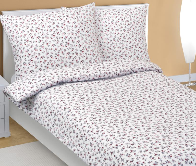 Bellatex Povlečení flanelové, Růžička červená - 140x200, 70x90cm
