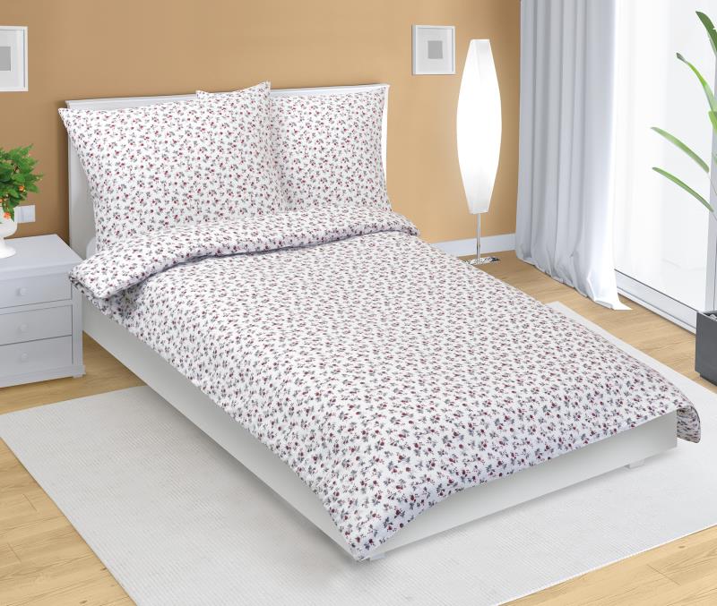 Bellatex Povlečení flanelové, Růžička červená - 140x200, 70x90cm