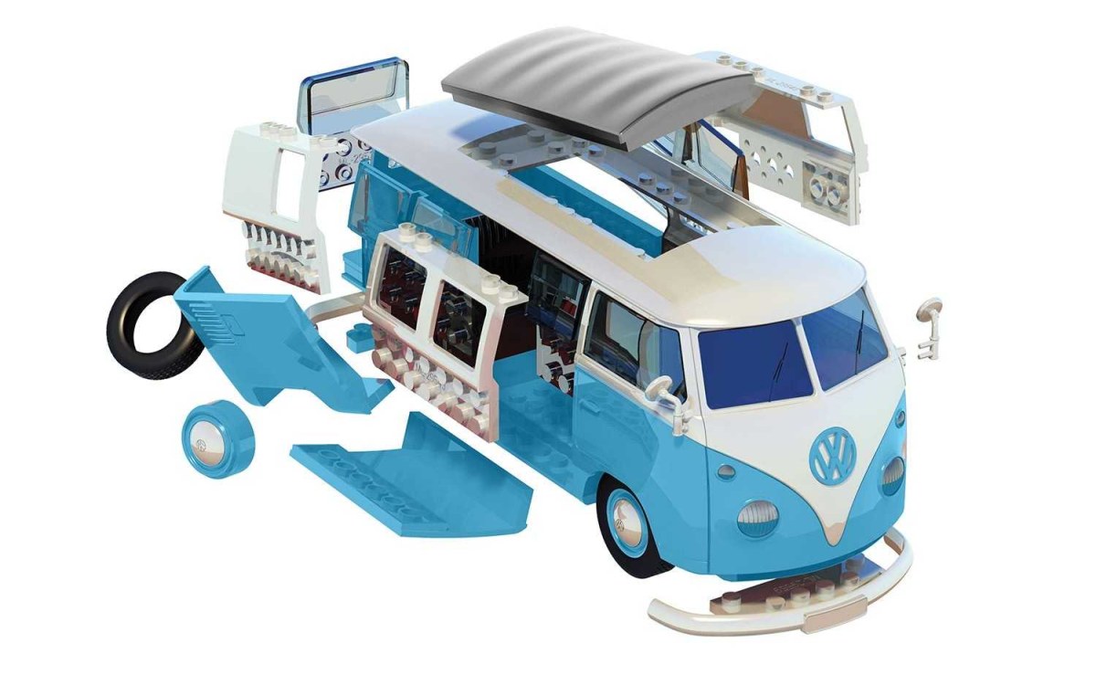 Airfix Quick Bulid J6024 Volkswagen Camper Van, Modrý