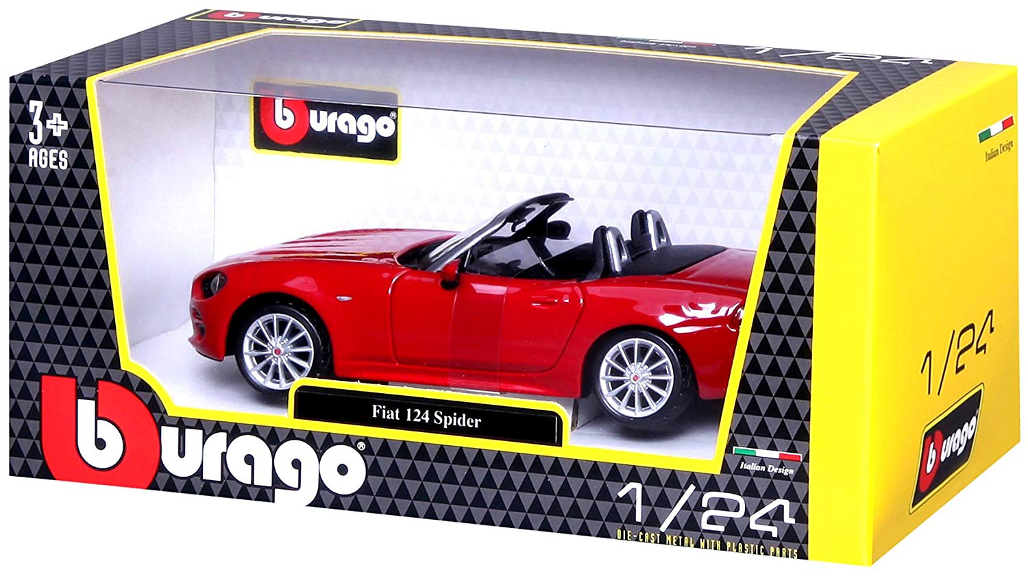 Bburago Fiat 124 Spider červená 1:24