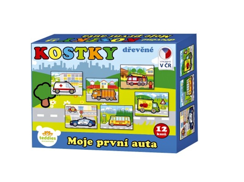 Obrázkové kostky Moje první auta, 12 ks