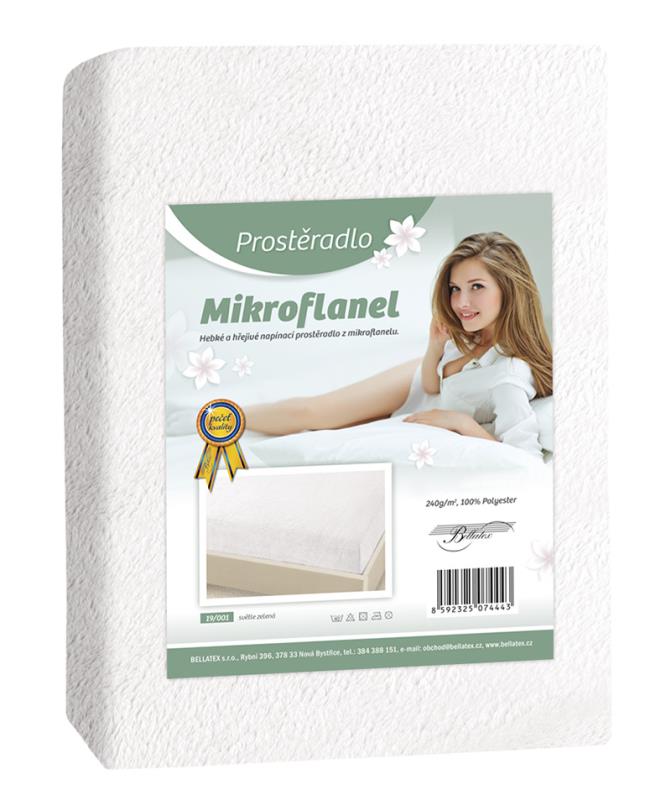 Bellatex Prostěradlo Mikroflanel Bílá - 180x200 cm