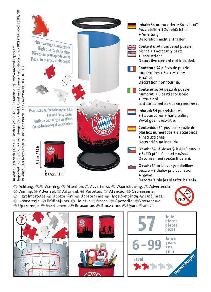 RAVENSBURGER 3D puzzle, stojan FC Bayern Mnichov - 57 dílků