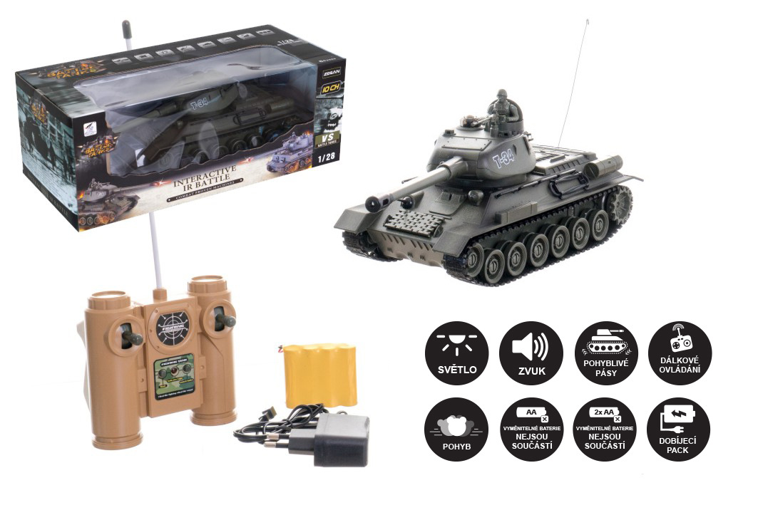 Teddies Tank RC T-34 plast, 27MHz, 33cm