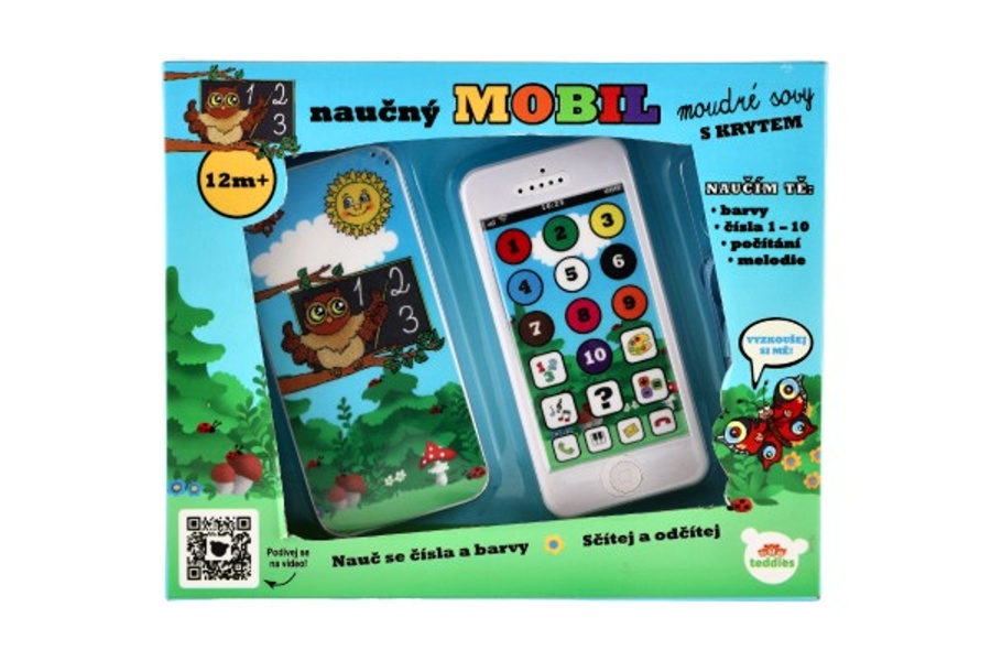 Dětský naučný mobilní telefon Moudré sovy, 22x18x3,5cm