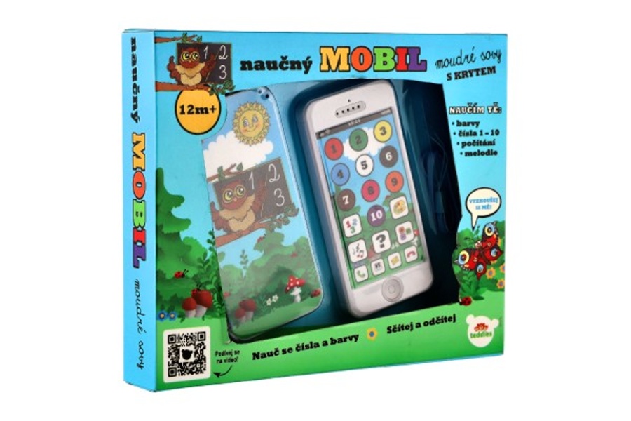 Dětský naučný mobilní telefon Moudré sovy, 22x18x3,5cm