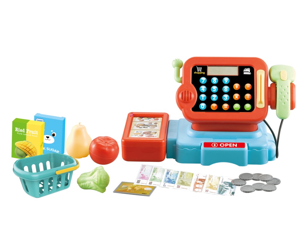 Alltoys Dětská pokladna s doplňky, LCD, četečka