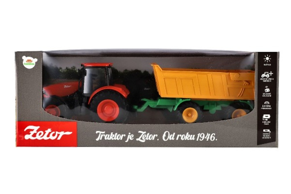 RC traktor Zetor s vlekem na dálkové ovládání, 42cm