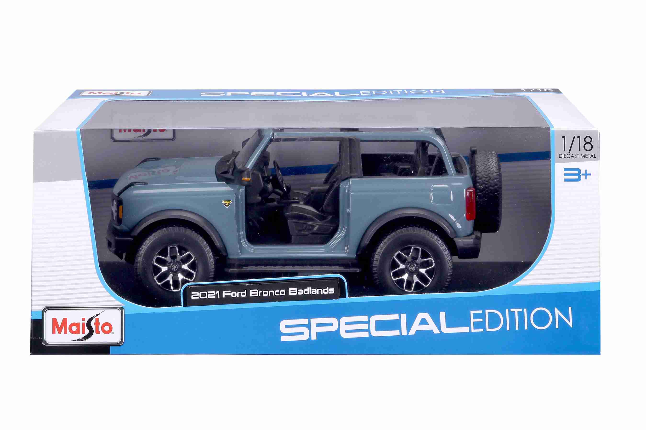 Maisto Ford Bronco Badlands (bez dveří) 2021, Modrý 1:18