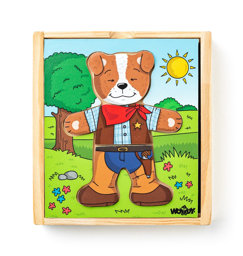 Woody Puzzle šatní skříň, Pejsek, 18 dílů