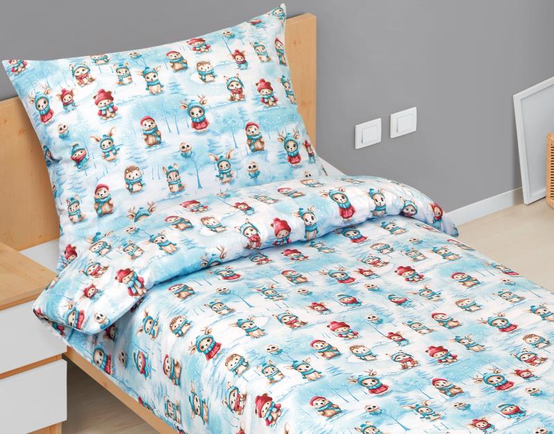Bellatex Povlečení bavlna, Zvířátka v zimě - 140x200, 70x90 cm