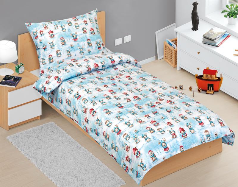 Bellatex Povlečení bavlna, Zvířátka v zimě - 140x200, 70x90 cm