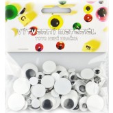 Pohyblivé černobílé oči, mix velikostí 75 ks