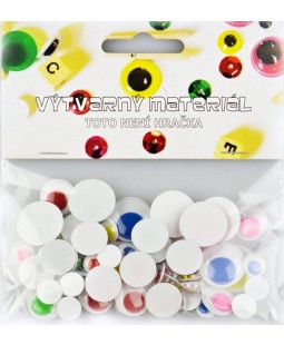 Pohyblivé barevné oči, mix velikostí 75 ks