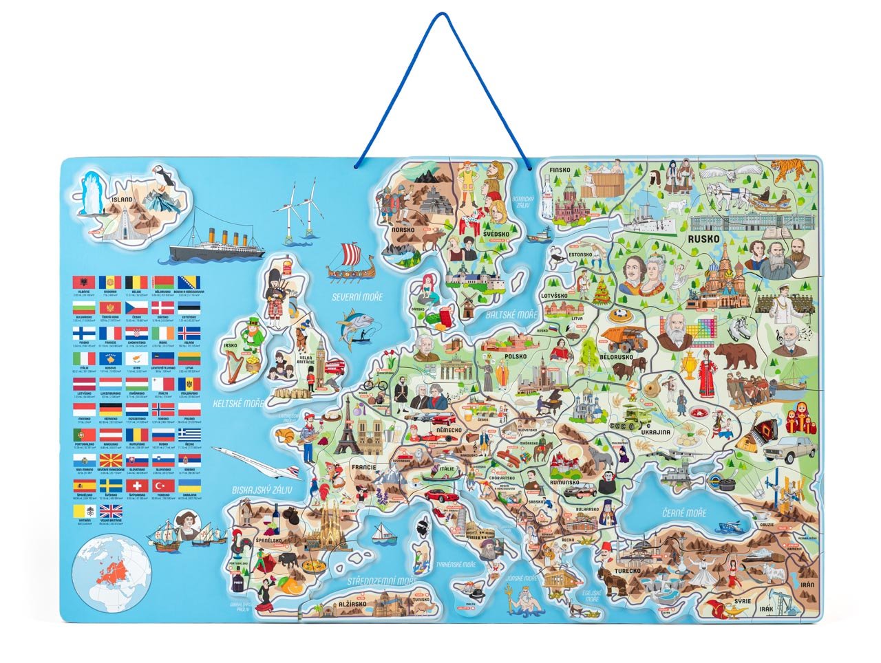 Woody Magnetická mapa Evropy, společenská hra 3v1, ČJ